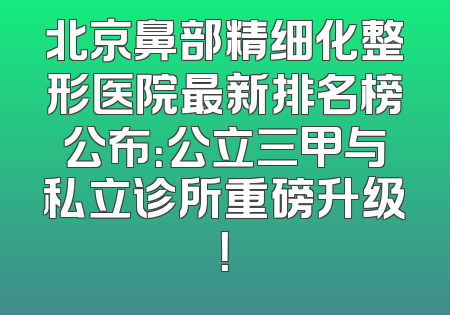 北京鼻部精细化整形医院最新排名榜公布：公立三甲与私立诊所重磅升级！