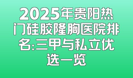 2025年贵阳热门硅胶隆胸医院排名：三甲与私立优选一览