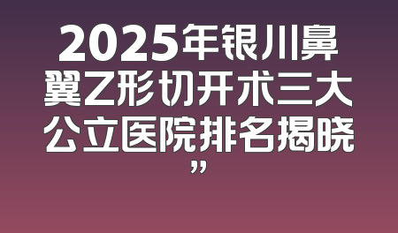 2025年银川鼻翼Z形切开术三大公立医院排名揭晓”