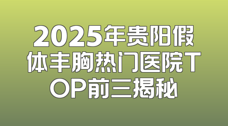 2025年贵阳假体丰胸热门医院TOP前三揭秘