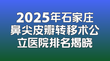 2025年石家庄鼻尖皮瓣转移术公立医院排名揭晓