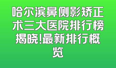 哈尔滨鼻侧影矫正术三大医院排行榜揭晓！最新排行概览