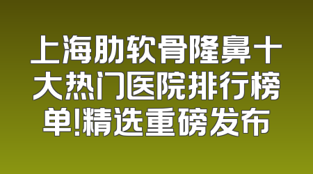 上海肋软骨隆鼻十大热门医院排行榜单！精选重磅发布