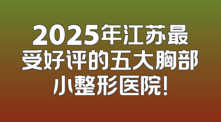 2025年江苏最受好评的五大胸部小整形医院！