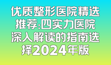 优质整形医院精选推荐：四实力医院深入解读的指南选择2024年版
