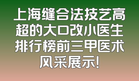 上海缝合法技艺高超的大口改小医生排行榜前三甲医术风采展示！