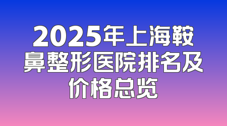 2025年上海鞍鼻整形医院排名及价格总览