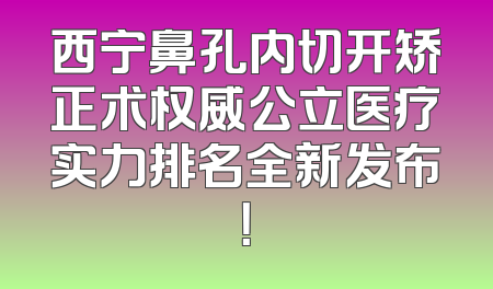 西宁鼻孔内切开矫正术权威公立医疗实力排名全新发布！