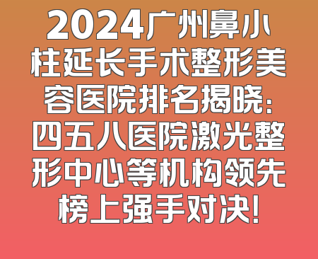 2024广州鼻小柱延长手术整形美容医院排名揭晓：四五八医院激光整形中心等机构领先榜上强手对决！