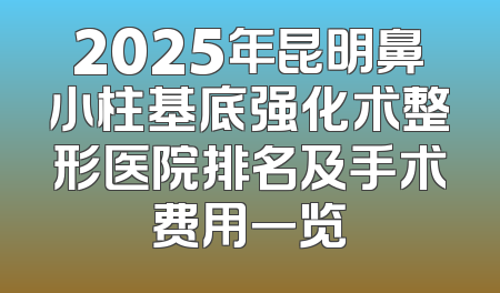 2025年昆明鼻小柱基底强化术整形医院排名及手术费用一览