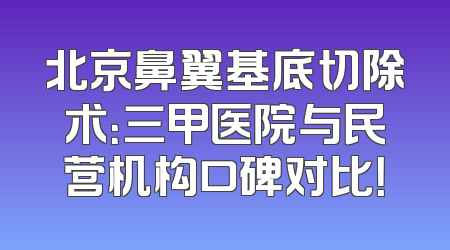 北京鼻翼基底切除术：三甲医院与民营机构口碑对比！