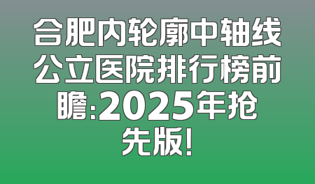 合肥内轮廓中轴线公立医院排行榜前瞻：2025年抢先版！
