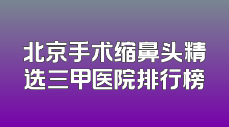 北京手术缩鼻头精选三甲医院排行榜