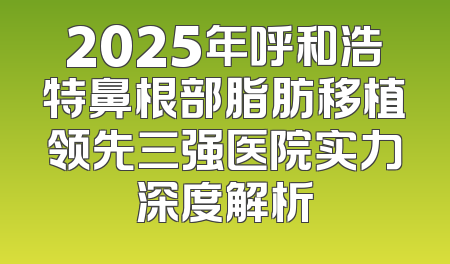 2025年呼和浩特鼻根部脂肪移植领先三强医院实力深度解析