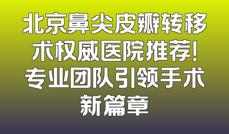 北京鼻尖皮瓣转移术权威医院推荐！专业团队引领手术新篇章