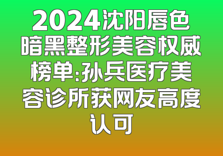 2024沈阳唇色暗黑整形美容权威榜单：孙兵医疗美容诊所获网友高度认可