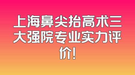 上海鼻尖抬高术三大强院专业实力评价！