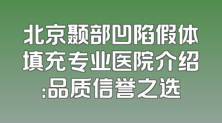 北京颞部凹陷假体填充专业医院介绍：品质信誉之选