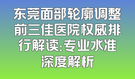 东莞面部轮廓调整前三佳医院权威排行解读：专业水准深度解析