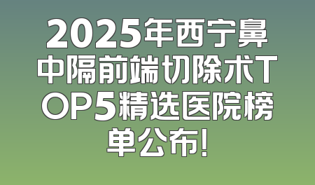 2025年西宁鼻中隔前端切除术TOP5精选医院榜单公布！