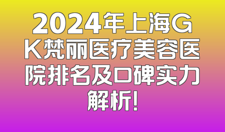 2024年上海GK梵丽医疗美容医院排名及口碑实力解析！