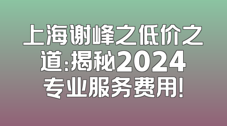 上海谢峰之低价之道：揭秘2024专业服务费用！