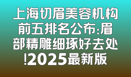 上海切眉美容机构前五排名公布：眉部精雕细琢好去处！2025最新版