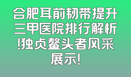 合肥耳前韧带提升三甲医院排行解析！独占鳌头者风采展示！