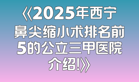 《2025年西宁鼻尖缩小术排名前5的公立三甲医院介绍！》