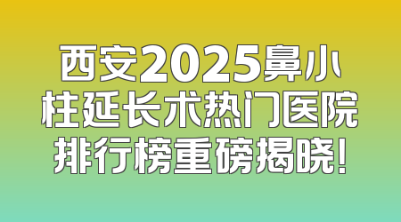 西安2025鼻小柱延长术热门医院排行榜重磅揭晓！