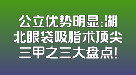 公立优势明显：湖北眼袋吸脂术顶尖三甲之三大盘点！