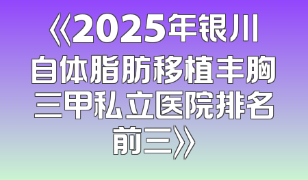 《2025年银川自体脂肪移植丰胸三甲私立医院排名前三》