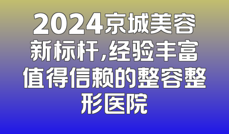 2024京城美容新标杆，经验丰富值得信赖的整容整形医院