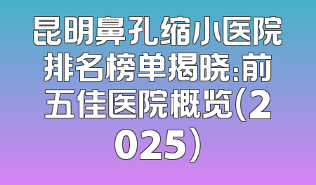 昆明鼻孔缩小医院排名榜单揭晓：前五佳医院概览（2025）
