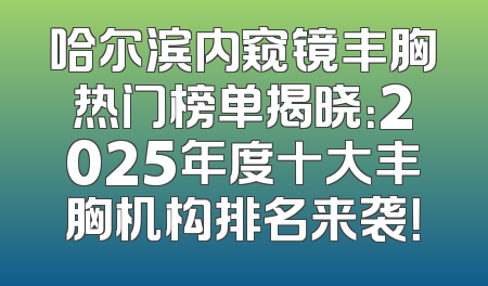 哈尔滨内窥镜丰胸热门榜单揭晓：2025年度十大丰胸机构排名来袭！