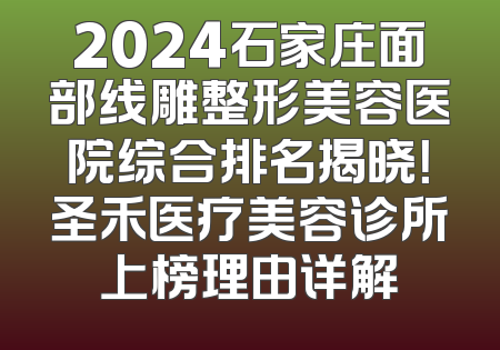 2024石家庄面部线雕整形美容医院综合排名揭晓！圣禾医疗美容诊所上榜理由详解