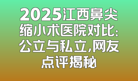 2025江西鼻尖缩小术医院对比：公立与私立，网友点评揭秘