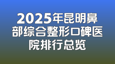 2025年昆明鼻部综合整形口碑医院排行总览