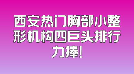 西安热门胸部小整形机构四巨头排行力捧！