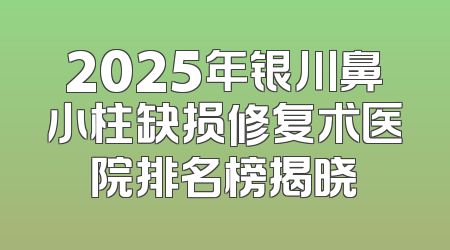 2025年银川鼻小柱缺损修复术医院排名榜揭晓