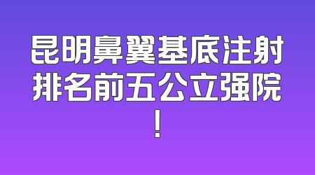 昆明鼻翼基底注射排名前五公立强院！