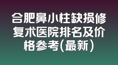 合肥鼻小柱缺损修复术医院排名及价格参考（最新）