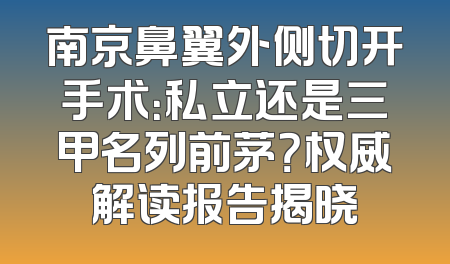 南京鼻翼外侧切开手术：私立还是三甲名列前茅？权威解读报告揭晓