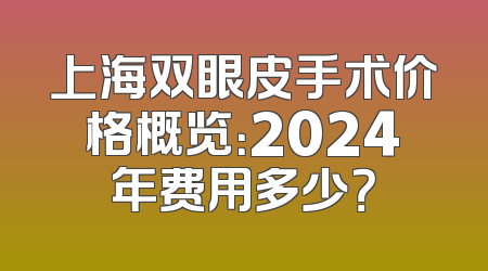 上海双眼皮手术价格概览：2024年费用多少？