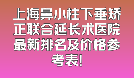 上海鼻小柱下垂矫正联合延长术医院最新排名及价格参考表！