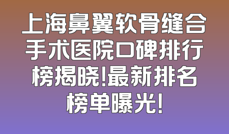 上海鼻翼软骨缝合手术医院口碑排行榜揭晓！最新排名榜单曝光！