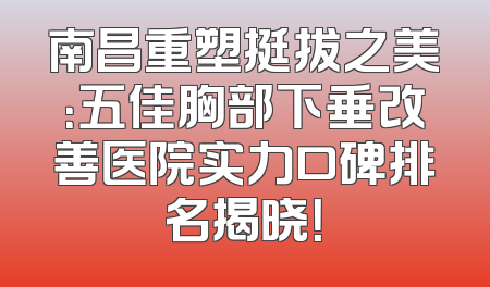 南昌重塑挺拔之美：五佳胸部下垂改善医院实力口碑排名揭晓！