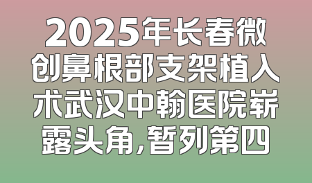 2025年长春微创鼻根部支架植入术武汉中翰医院崭露头角，暂列第四