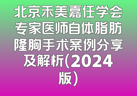 北京禾美嘉任学会专家医师自体脂肪隆胸手术案例分享及解析（2024版）