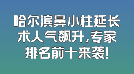 哈尔滨鼻小柱延长术人气飙升，专家排名前十来袭！